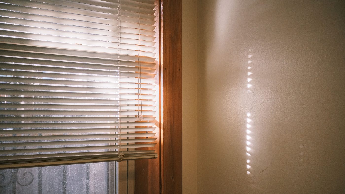 Venetian blinds — horizontal slats that tilt to adjust sunlight